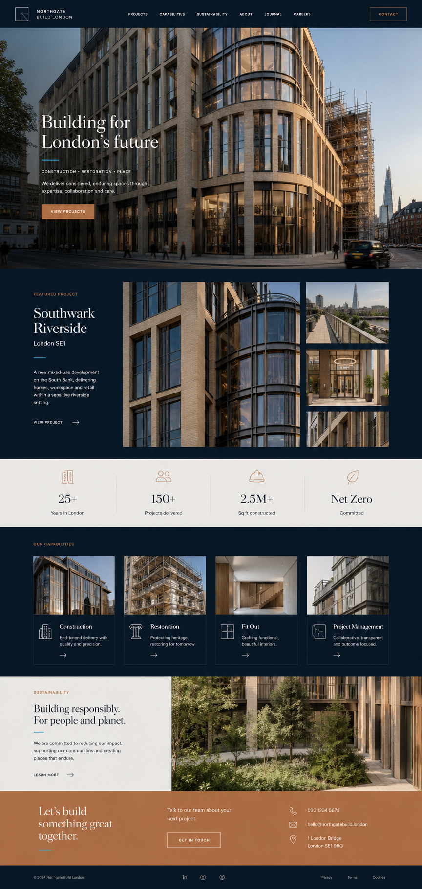 Apex London construction company website overview